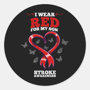 Sticker Rond Je Porte Du Rouge Pour Mon Fils Sensibiliser À L'A