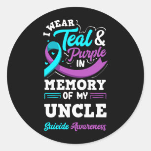 Sticker Rond Je porte du sarcelle et du violet en mémoire de mo