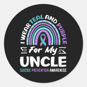 Sticker Rond Je Porte Du Sarcelle Et Du Violet Pour La Préventi