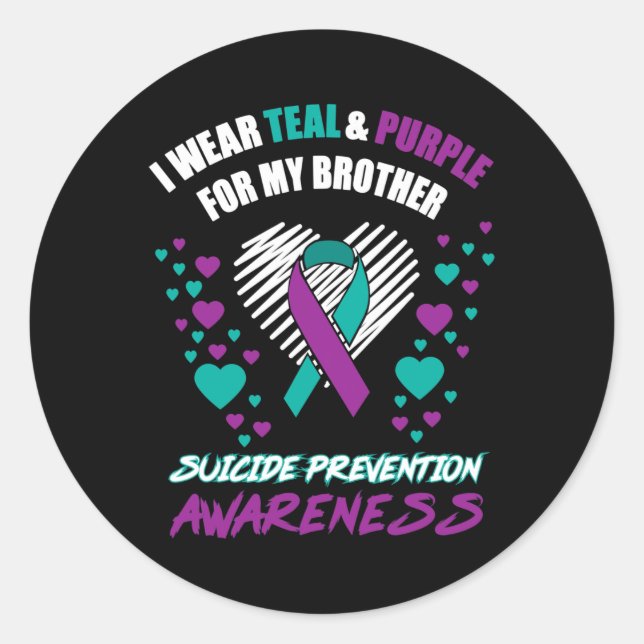 Sticker Rond Je Porte Du Tealandviolet Pour Mon Frère Suicide P (Devant)