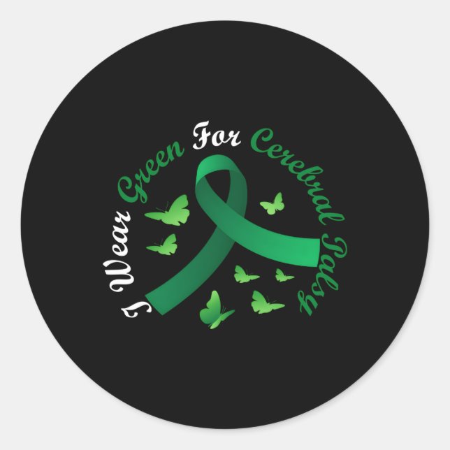 Sticker Rond Je Porte Du Vert Pour Le Soutien De Sensibilisatio (Devant)