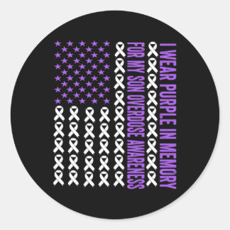 Sticker Rond Je porte du violet en mémoire de mon fils Sensibil