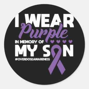 Sticker Rond Je Porte Du Violet En Mémoire De Mon Fils Surdose 