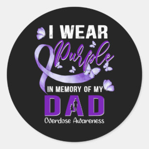 Sticker Rond Je Porte Du Violet En Mémoire De Mon Papa, Surdose