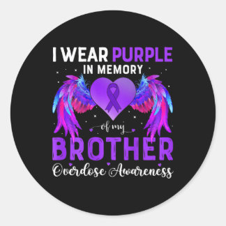 Sticker Rond Je porte du violet en mémoire du surdosage de mon 