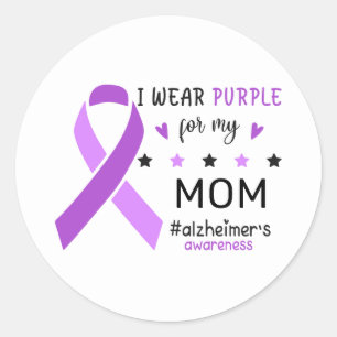Sticker Rond Je porte du violet pour la sensibilisation à Alzhe