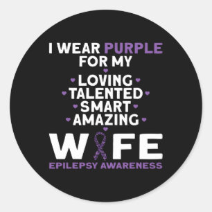 Sticker Rond Je porte du violet pour la sensibilisation à l'épi