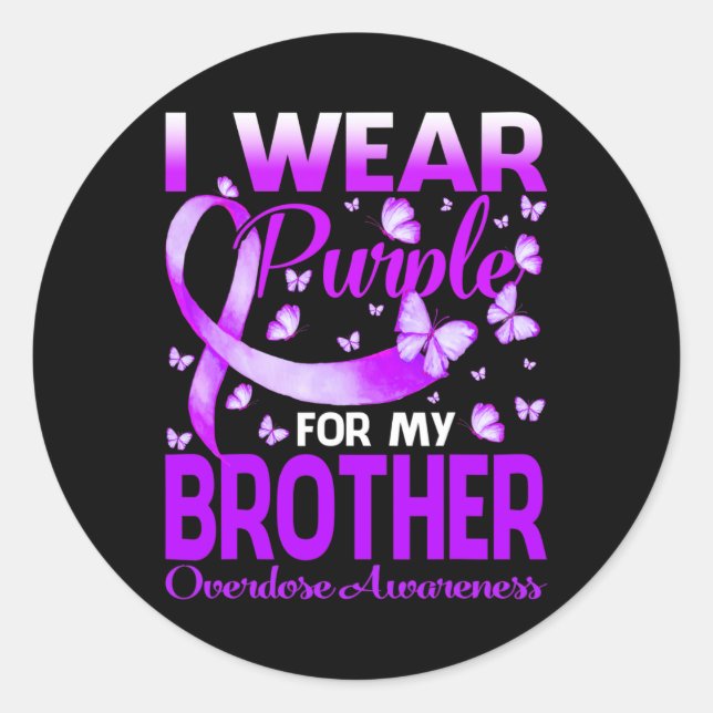 Sticker Rond Je Porte Du Violet Pour La Sensibilisation De Mon  (Devant)