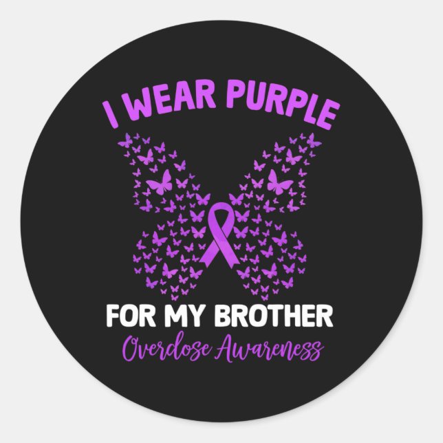Sticker Rond Je Porte Du Violet Pour La Sensibilisation De Mon  (Devant)