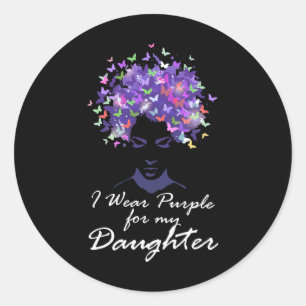 Sticker Rond Je porte du violet pour ma fille Soutien Heimerhei