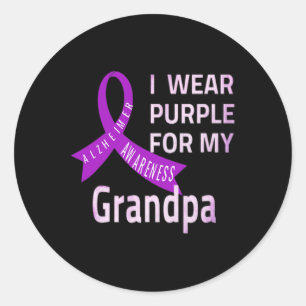 Sticker Rond Je Porte Du Violet Pour Ma Maladie De Grand-Père H