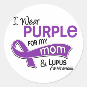 Sticker Rond Je Porte Du Violet Pour Ma Mère 42 Lupus