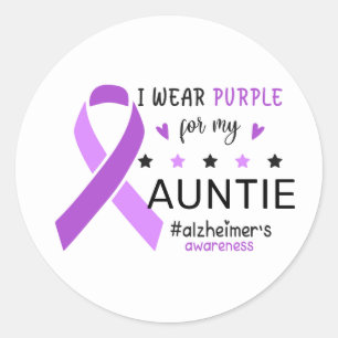 Sticker Rond Je porte du violet pour ma tante Sensibilisation à