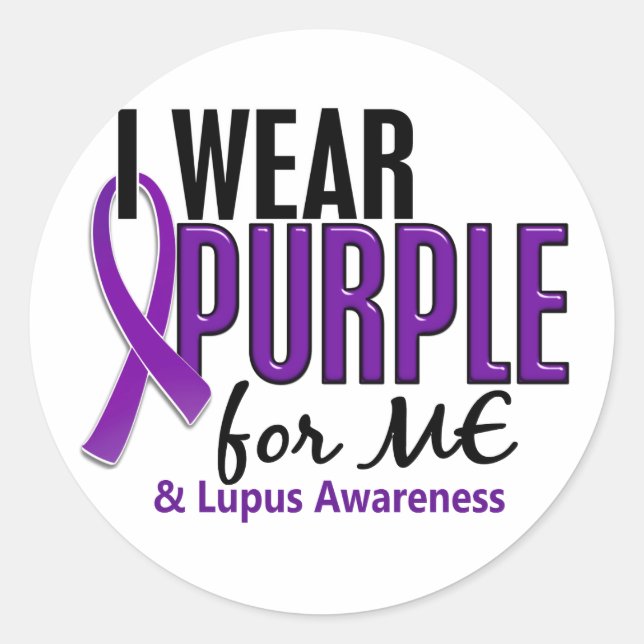 Sticker Rond Je Porte Du Violet Pour Moi 10 Lupus (Devant)