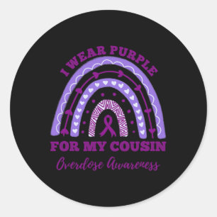 Sticker Rond Je Porte Du Violet Pour Mon Cousin, Surdose De Sen