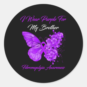 Sticker Rond Je Porte Du Violet Pour Mon Frère Fibromyalgie Gue