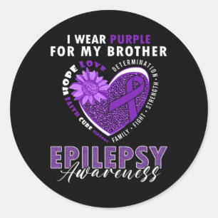 Sticker Rond Je porte du violet pour mon frère Sensibilisation 