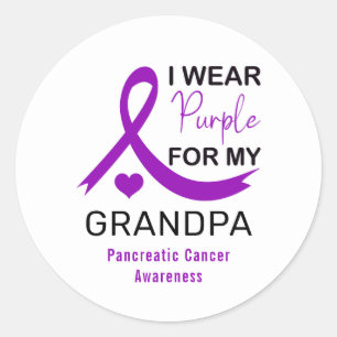 Sticker Rond Je porte du violet pour mon grand-père atteint d'u