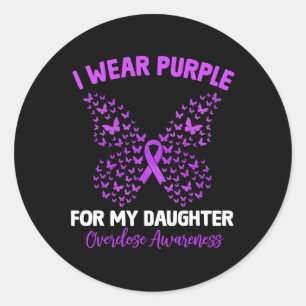 Sticker Rond Je Porte Du Violet Pour Sensibiliser Ma Fille À La
