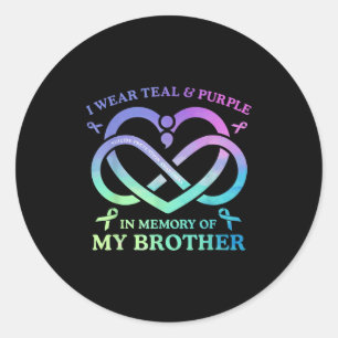 Sticker Rond Je Porte La Mémoire Violette Et Turquoise De Mon S