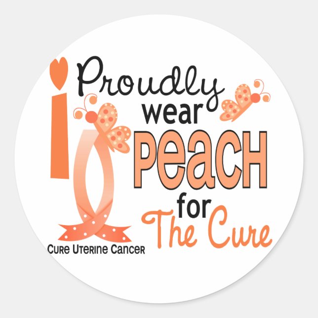 Sticker Rond Je Porte La Pêche Pour Le Cure 27 Cancer De L'Utér (Devant)