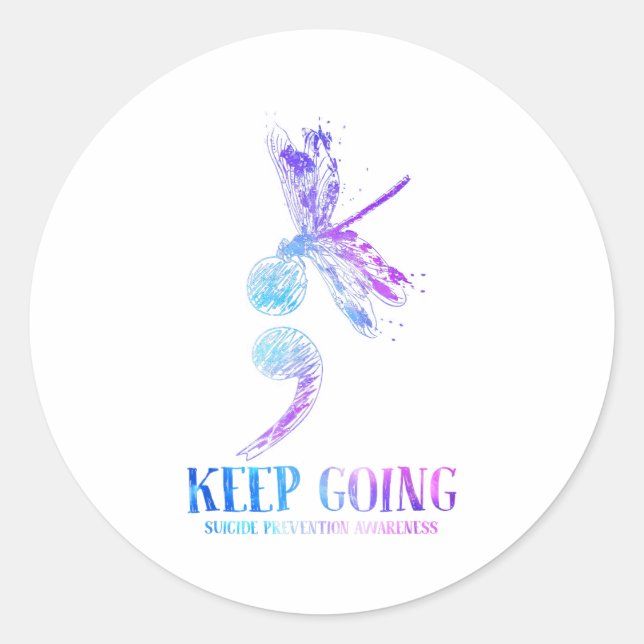 Sticker Rond Je Porte le &amp Turquoise; Purple Suicide Prevent (Devant)