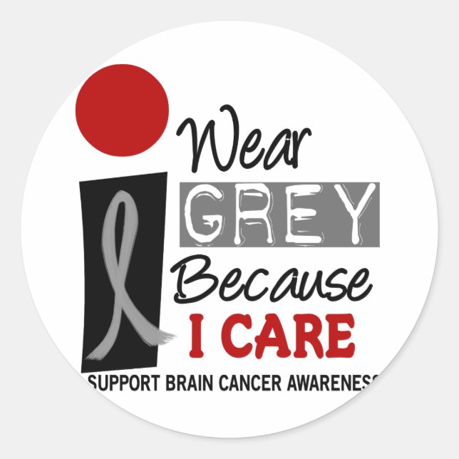 Sticker Rond Je porte le gris puisque je m'inquiète le CANCER (Devant)