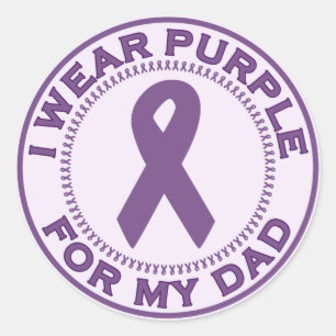 Sticker Rond Je porte le pourpre pour mon papa