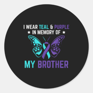 Sticker Rond Je Porte Le Purple Turquoise En Mémoire De Mon Sui