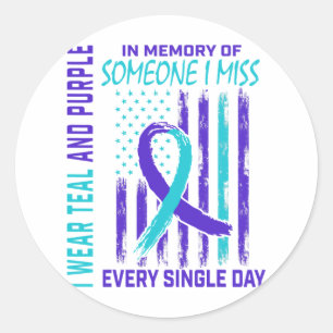 Sticker Rond Je Porte Le Purple Turquoise Pour Quelqu'Un Qui Me