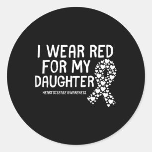 Sticker Rond Je Porte Le Rouge Pour Ma Fille Coeur Congénitale