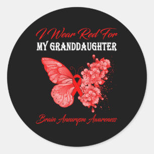 Sticker Rond Je Porte Le Rouge Pour Mon Enfant Aneurysme Cervea