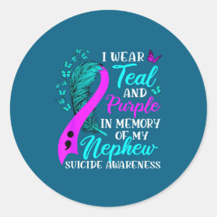 Sticker Rond Je Porte Le Turquoise Violet En Mémoire Du Suicide