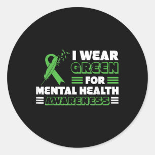 Sticker Rond Je Porte Le Vert Pour La Sensibilisation À La Sant