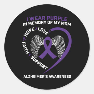 Sticker Rond Je Porte Le Violet En Mémoire De Ma Mère Alzheimer