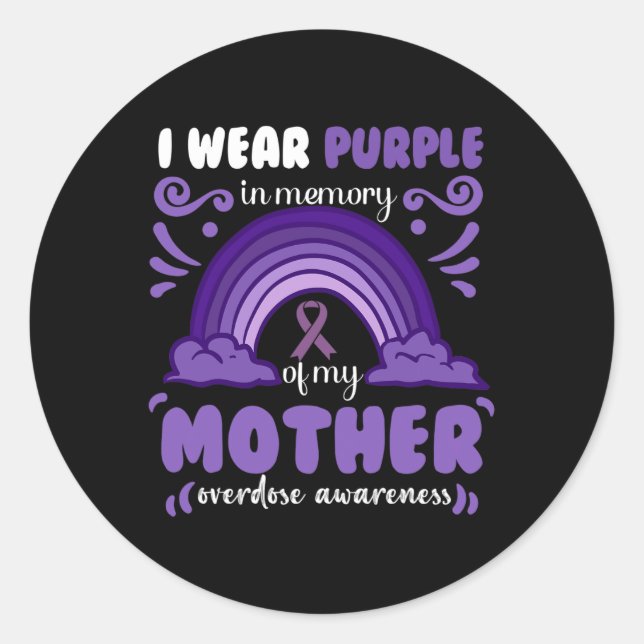 Sticker Rond Je Porte Le Violet En Mémoire De Ma Soeur (Devant)