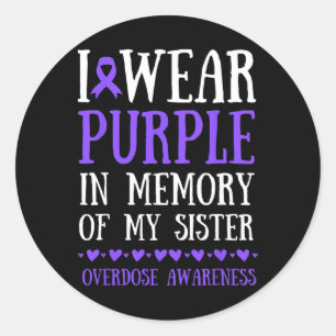 Sticker Rond Je Porte Le Violet En Mémoire De Ma Soeur À L'Époq