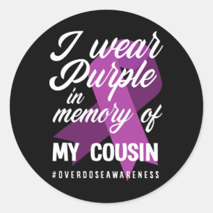 Sticker Rond Je Porte Le Violet En Mémoire De Mon Cousin Overdo