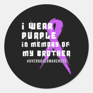 Sticker Rond Je Porte Le Violet En Mémoire De Mon Frère - Surdo