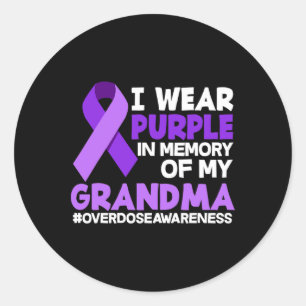 Sticker Rond Je Porte Le Violet En Mémoire De Mon Grand-Mère, L