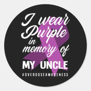 Sticker Rond Je Porte Le Violet En Mémoire Pour L'Overdose De M