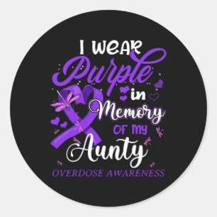 Sticker Rond Je Porte Le Violet En Mémoire Pour Ma Grosse Surdo