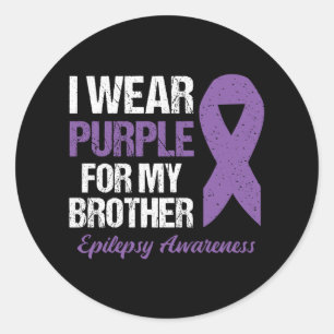 Sticker Rond Je Porte Le Violet Pour La Sensibilisation À L'Épi