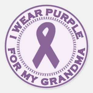 Sticker Rond Je Porte Le Violet Pour Ma Grand-Mère