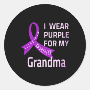 Sticker Rond Je Porte Le Violet Pour Ma Grand-Mère Maladie Heim