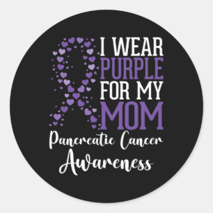 Sticker Rond Je porte le violet pour ma maman Pancreatic Cancer
