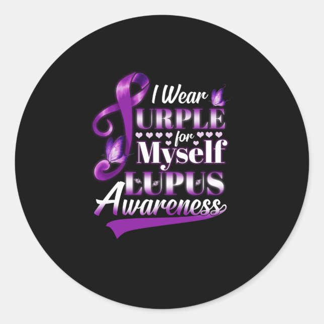 Sticker Rond Je Porte Le Violet Pour Moi-Même Lupus Sensibilise (Devant)