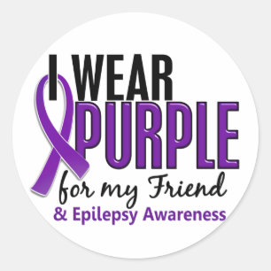 Sticker Rond Je Porte Le Violet Pour Mon Ami 10 Épilepsie