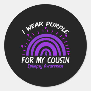 Sticker Rond Je Porte Le Violet Pour Mon Cousin Rainbow Epileps