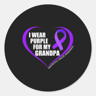 Sticker Rond Je Porte Le Violet Pour Mon Grand-Père Cancer Panc